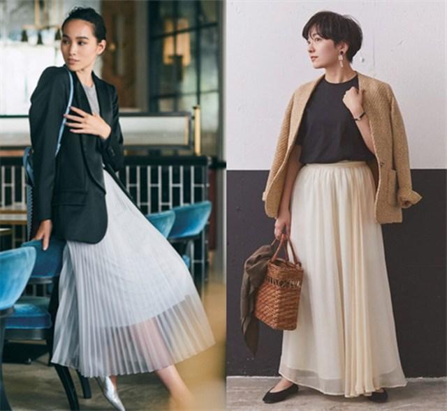 早秋学日本女人穿透明褶皱裙，气质优雅出众太好看 穿搭技巧 第7张