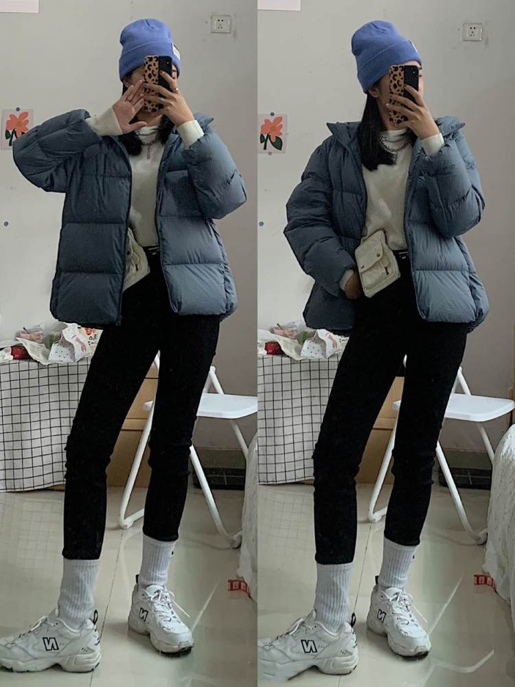 可以直接COPY的羽绒服穿搭，配针织连衣裙配温柔半身裙韩范十足 穿搭 第6张