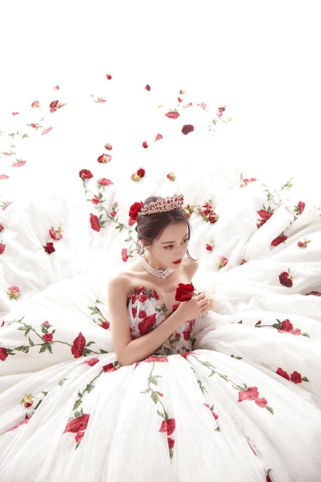 迪丽热巴穿玫瑰刺绣礼服走红毯，宛如童话里的公主 明星搭配 第1张