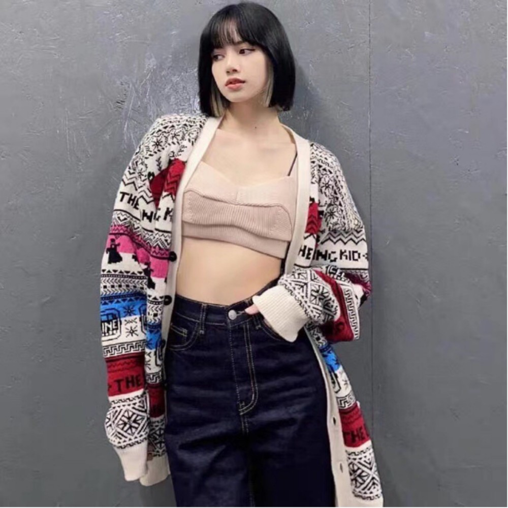 孟美岐配连衣裙穿开衫毛衣高级感满满，郑爽拼色款清新靓丽 明星搭配 第5张