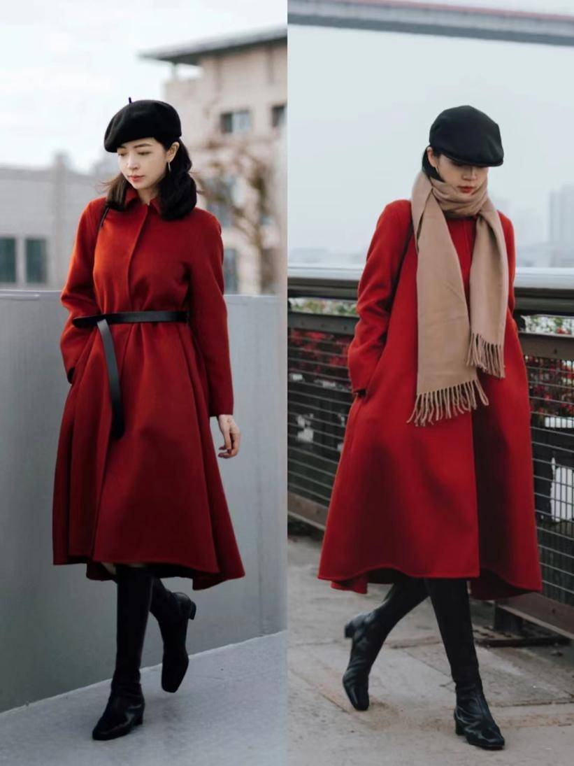 给冬季时尚添加一点“红色”，看着喜庆又美得亮眼，适合轻熟女人 穿搭技巧 第4张